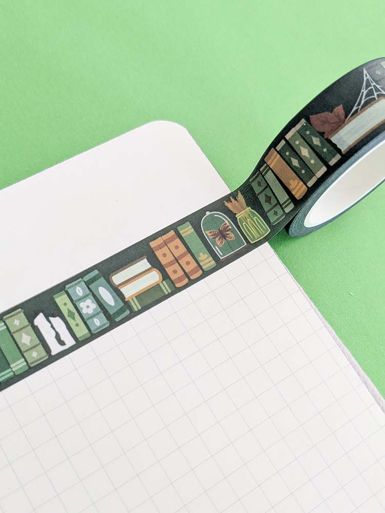 Greenery Bookcase Washi Tape Close Up