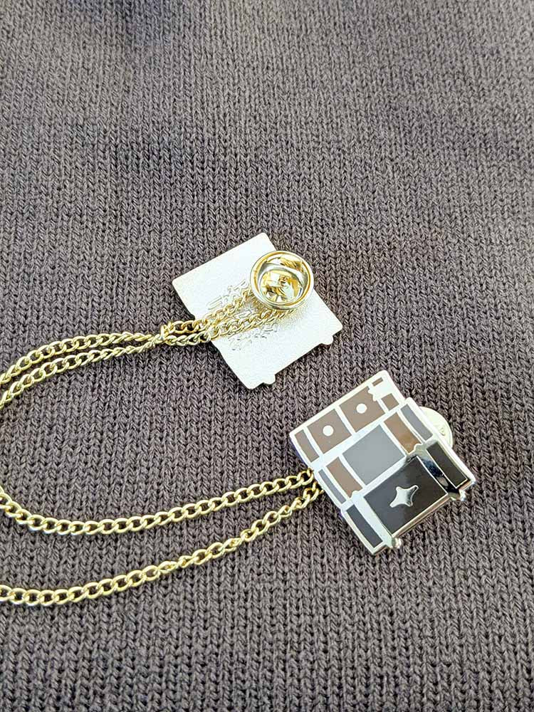 Collar Pin Set Academia Books Gold Brown
