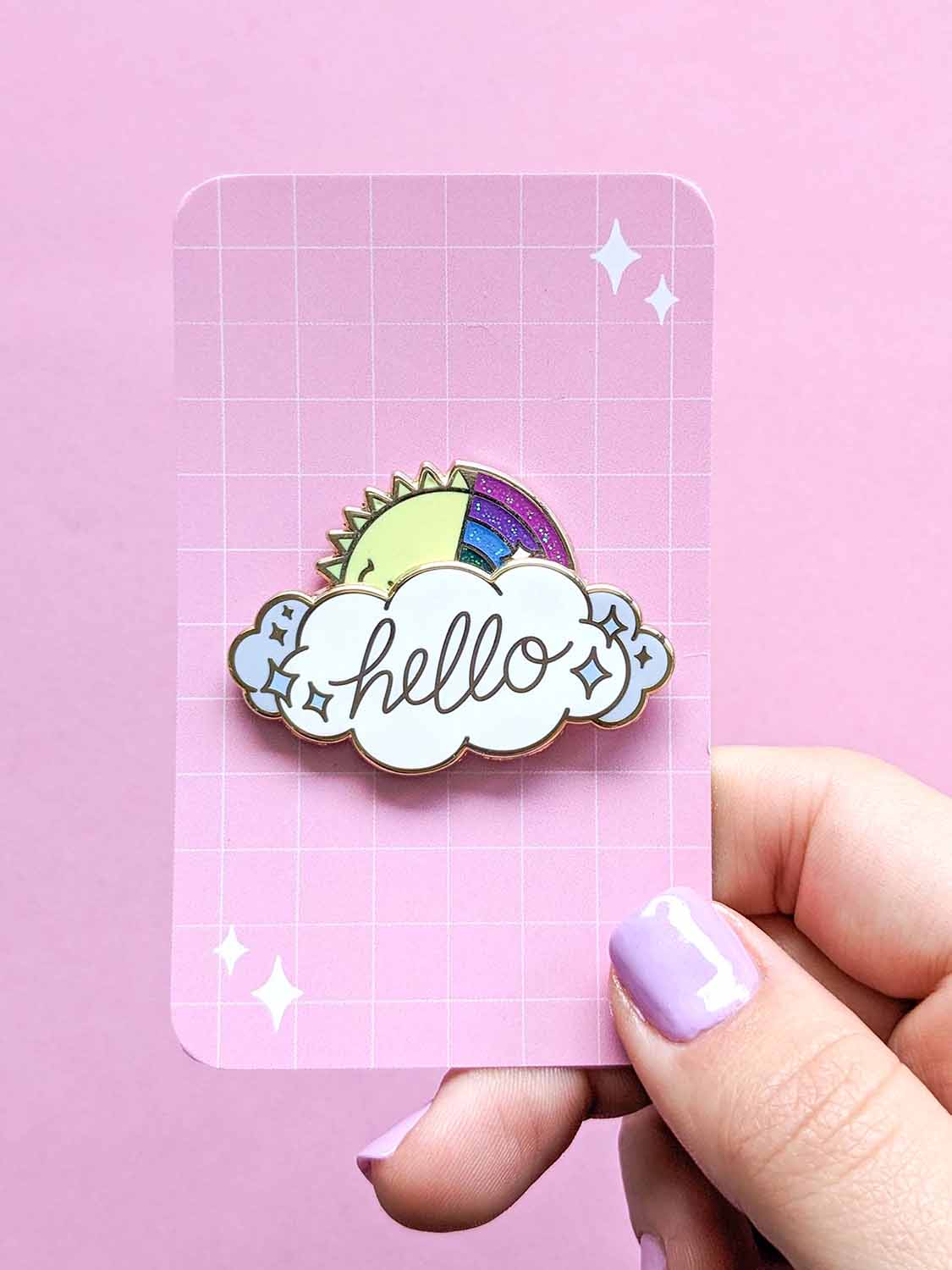 Hello Fidget Spinner Pin Sun to Rainbow