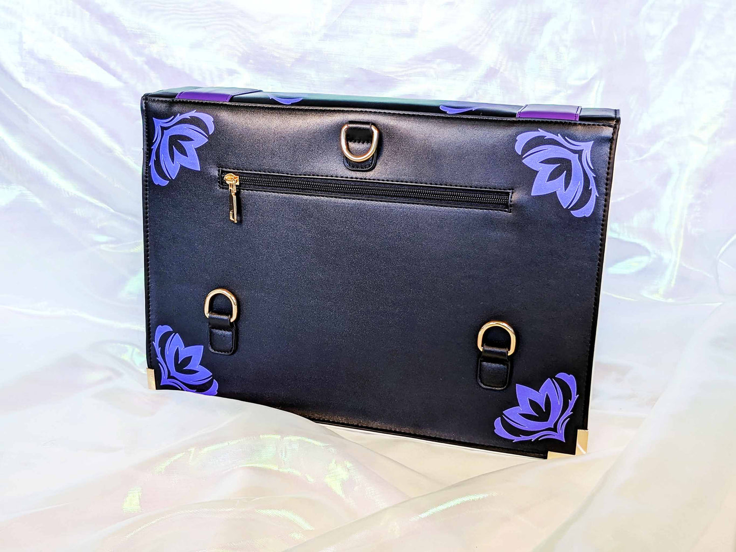 Bookish Ita Messenger Laptop Bag Backpack in Witchy Black Purple Herbs and Hexes