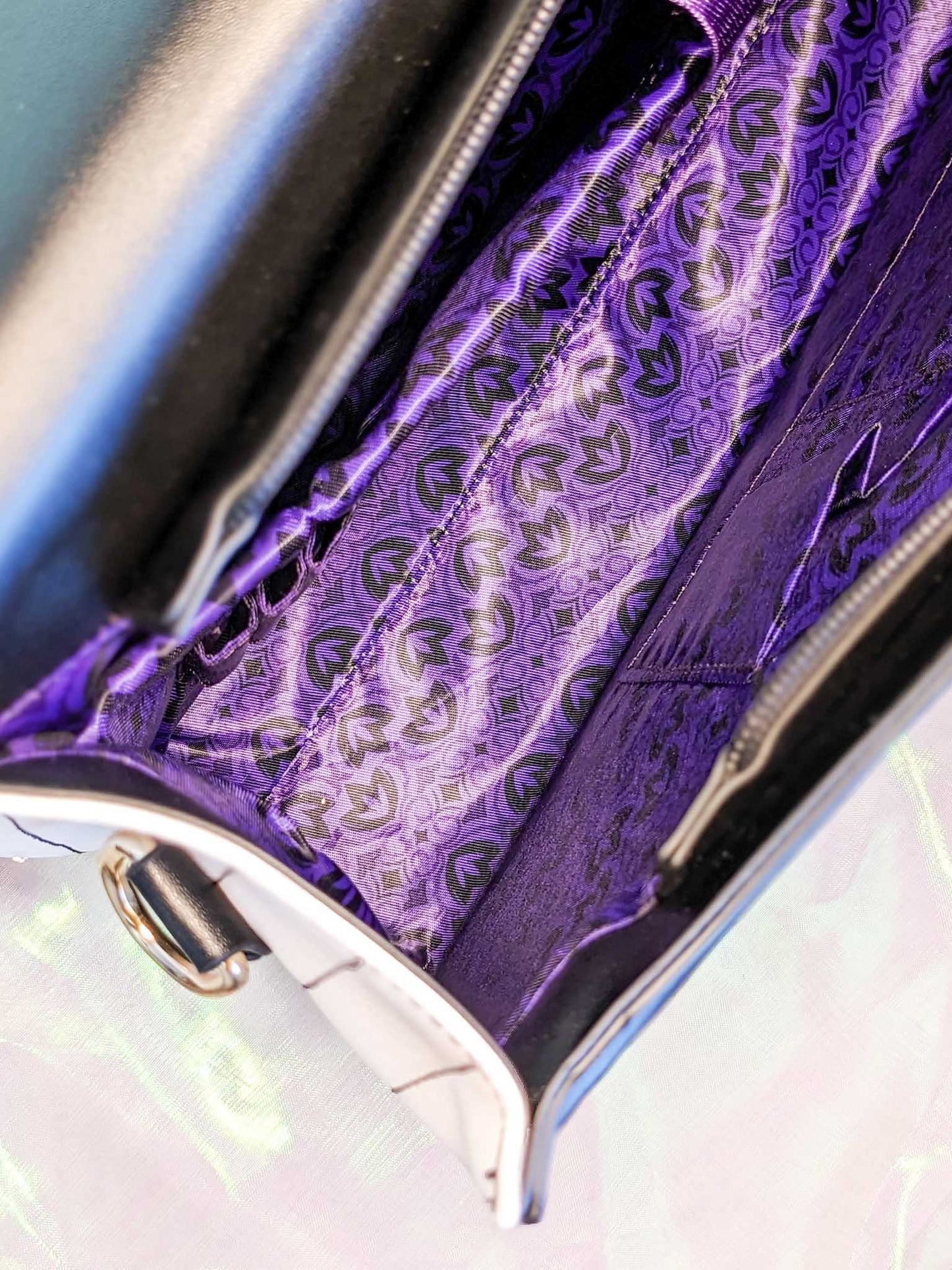 Bookish Ita Messenger Laptop Bag Backpack in Witchy Black Purple Herbs and Hexes