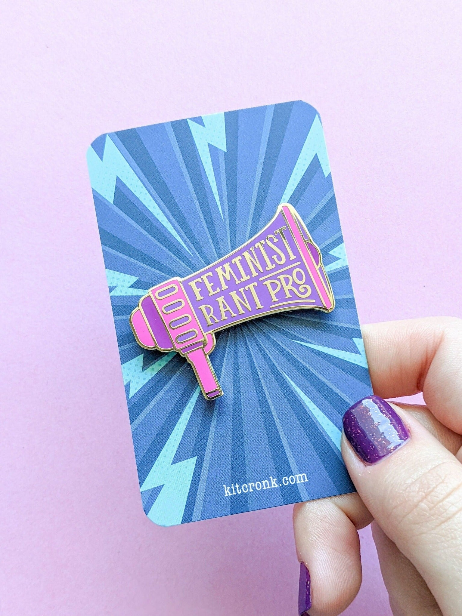 Feminist Rant Pro Pink Purple Megaphone Enamel Pin