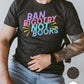 banned books quote cute feminist shirt dark heather on male model