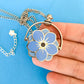 Forget me not blue flower fidget necklace silver