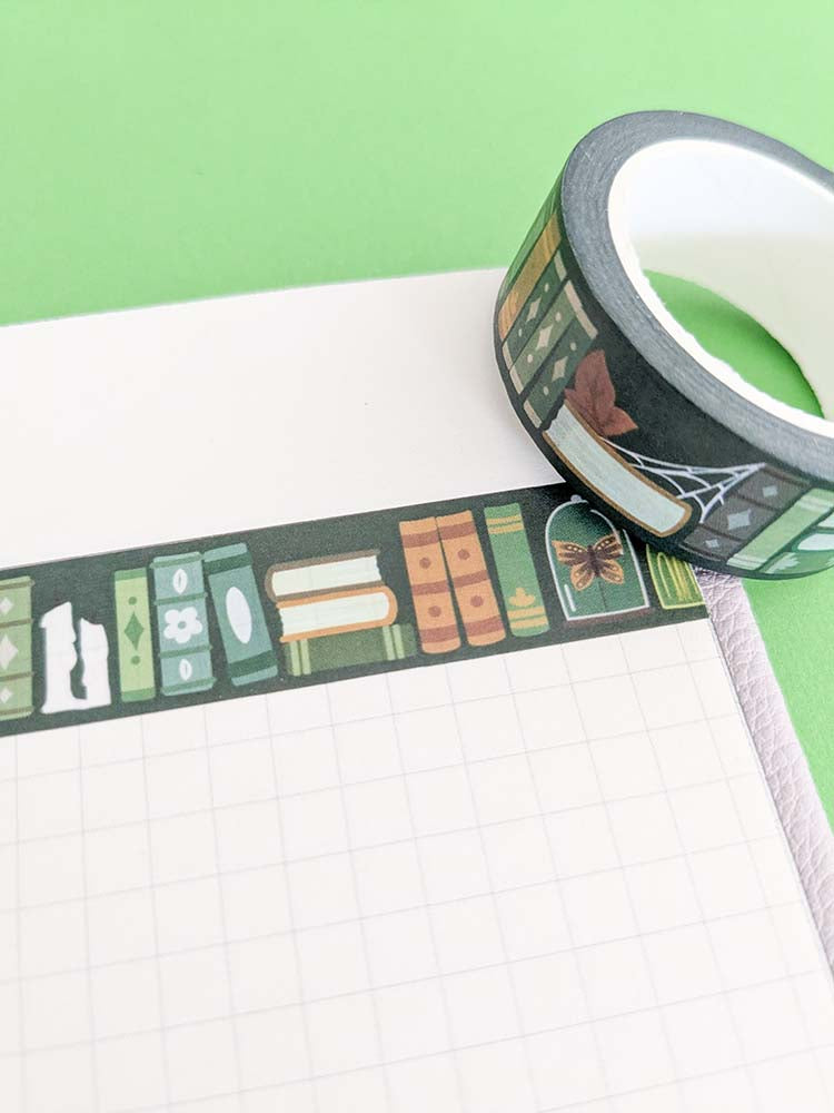 Greenery Bookcase Washi Tape Close Up