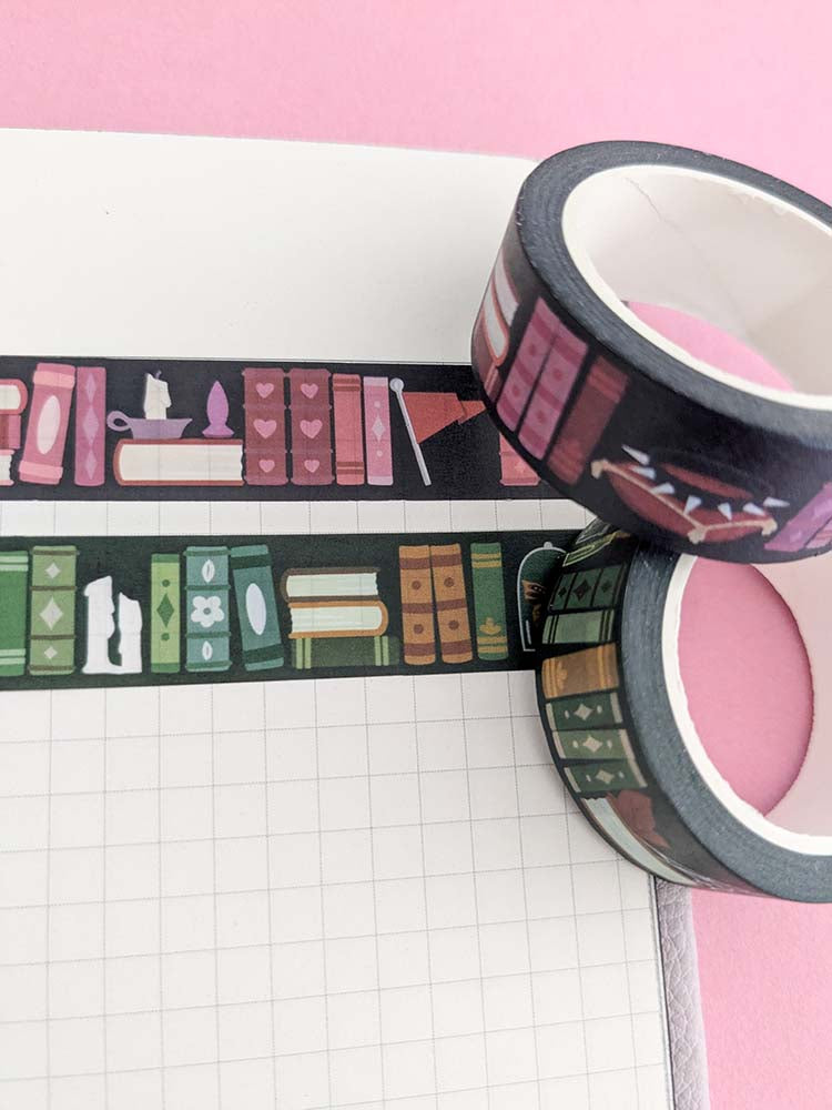 Greenery Bookcase Washi Tape Close Up