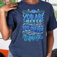 Never too old for mermaids shirt on heather navy blue