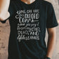 Oxford Comma Funny Grammar Shirt black on male model
