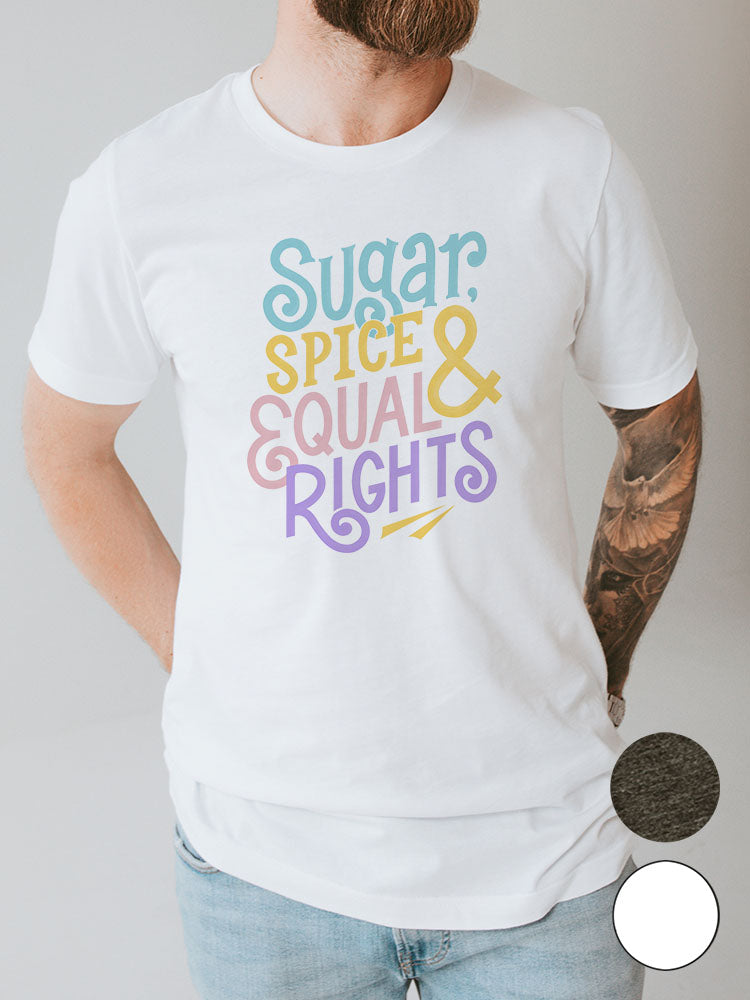 Sugar Spice Equal Rights White Shirt on female model