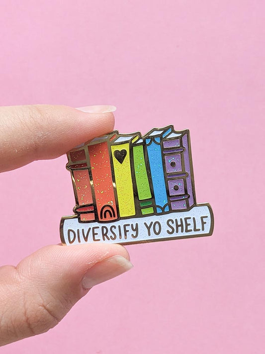 Diversify Yo Shelf Rainbow Enamel Pin LGBT