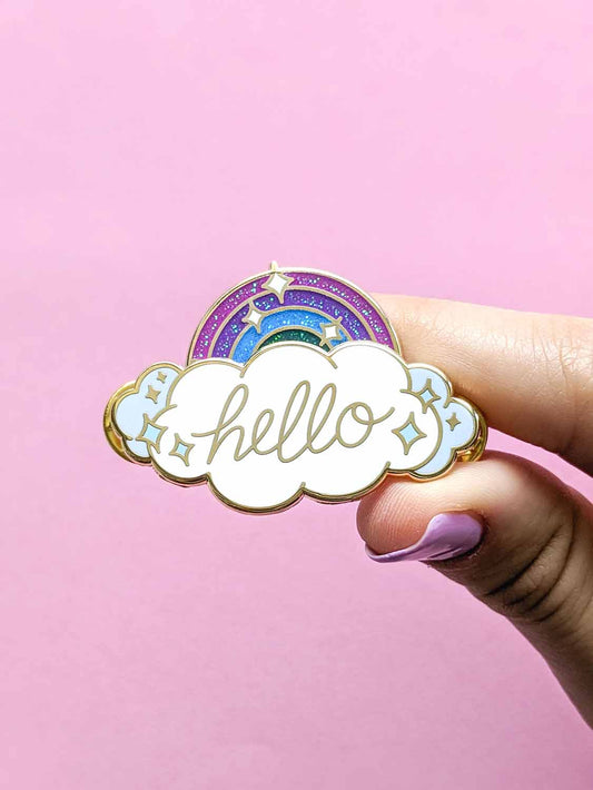 Hello Fidget Spinner Pin Sun to Rainbow