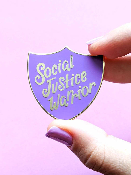 Social Justice Warrior Purple Shield Feminist Enamel Pin