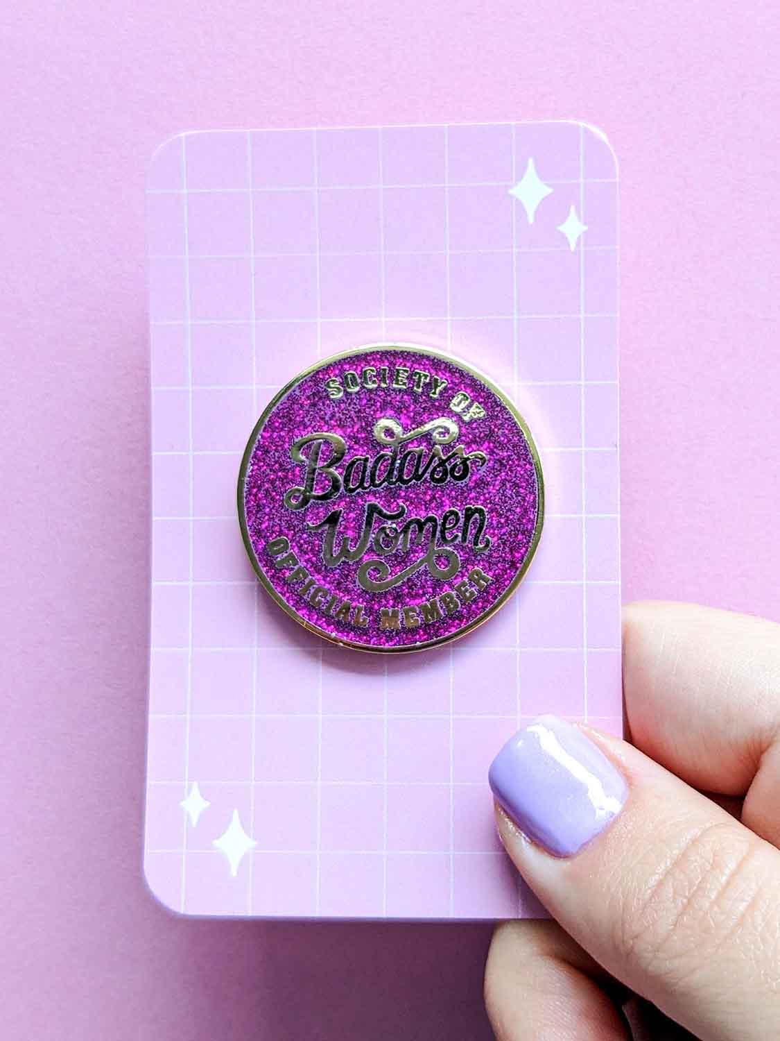Society of Badass Women Pin Glitter Purple