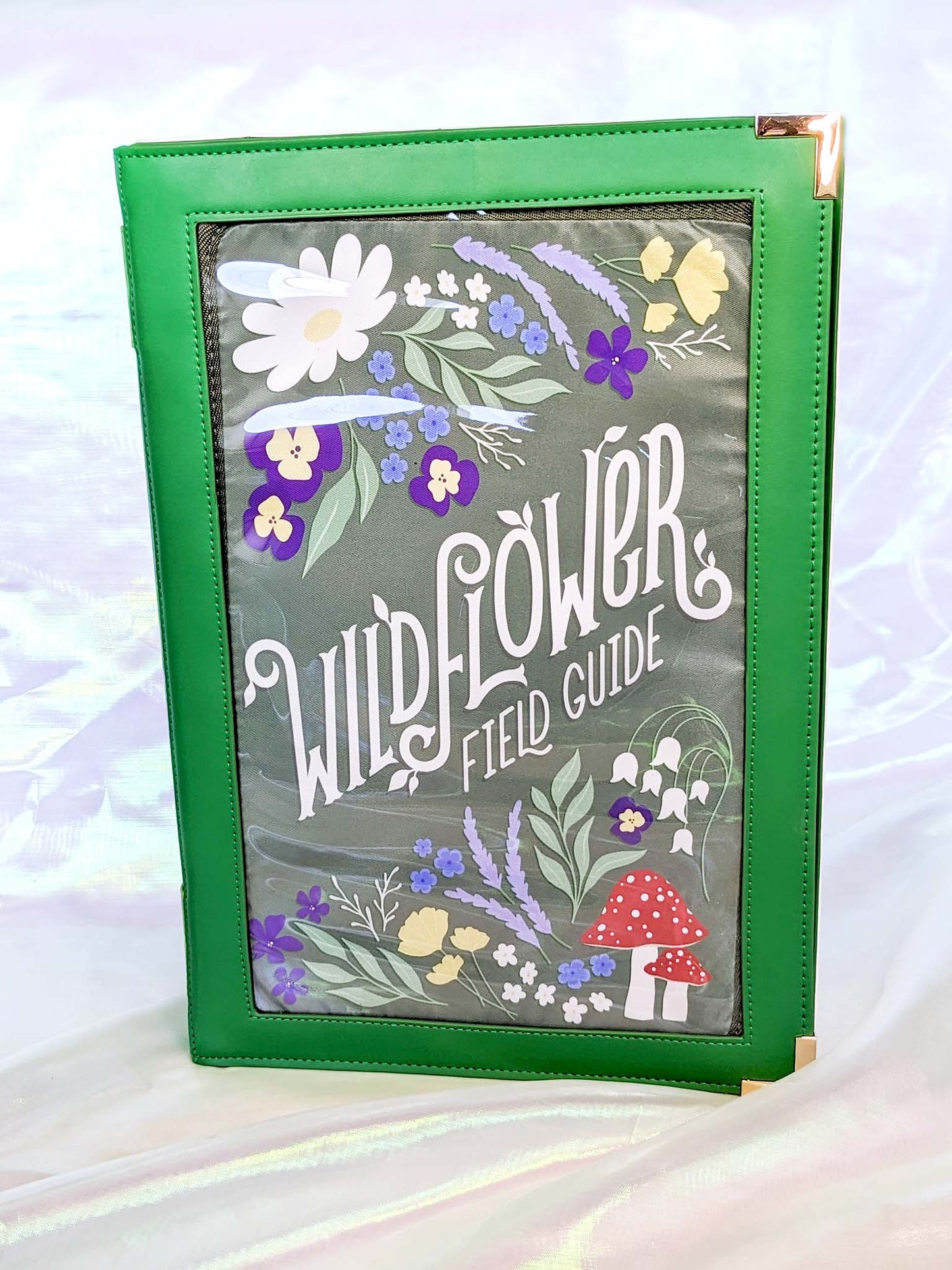 Bookish Ita Messenger Bag Backpack Cottagecore Green Wildflower Guide