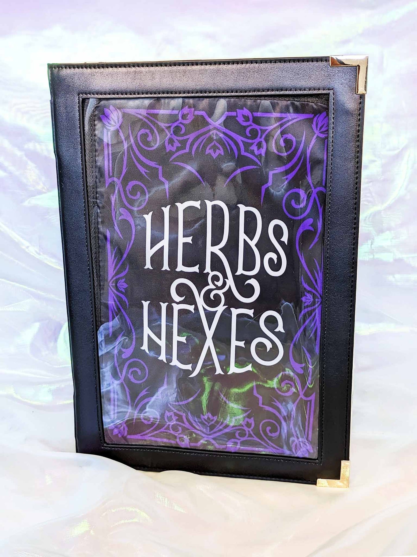 Bookish Ita Messenger Laptop Bag Backpack in Witchy Black Purple Herbs and Hexes