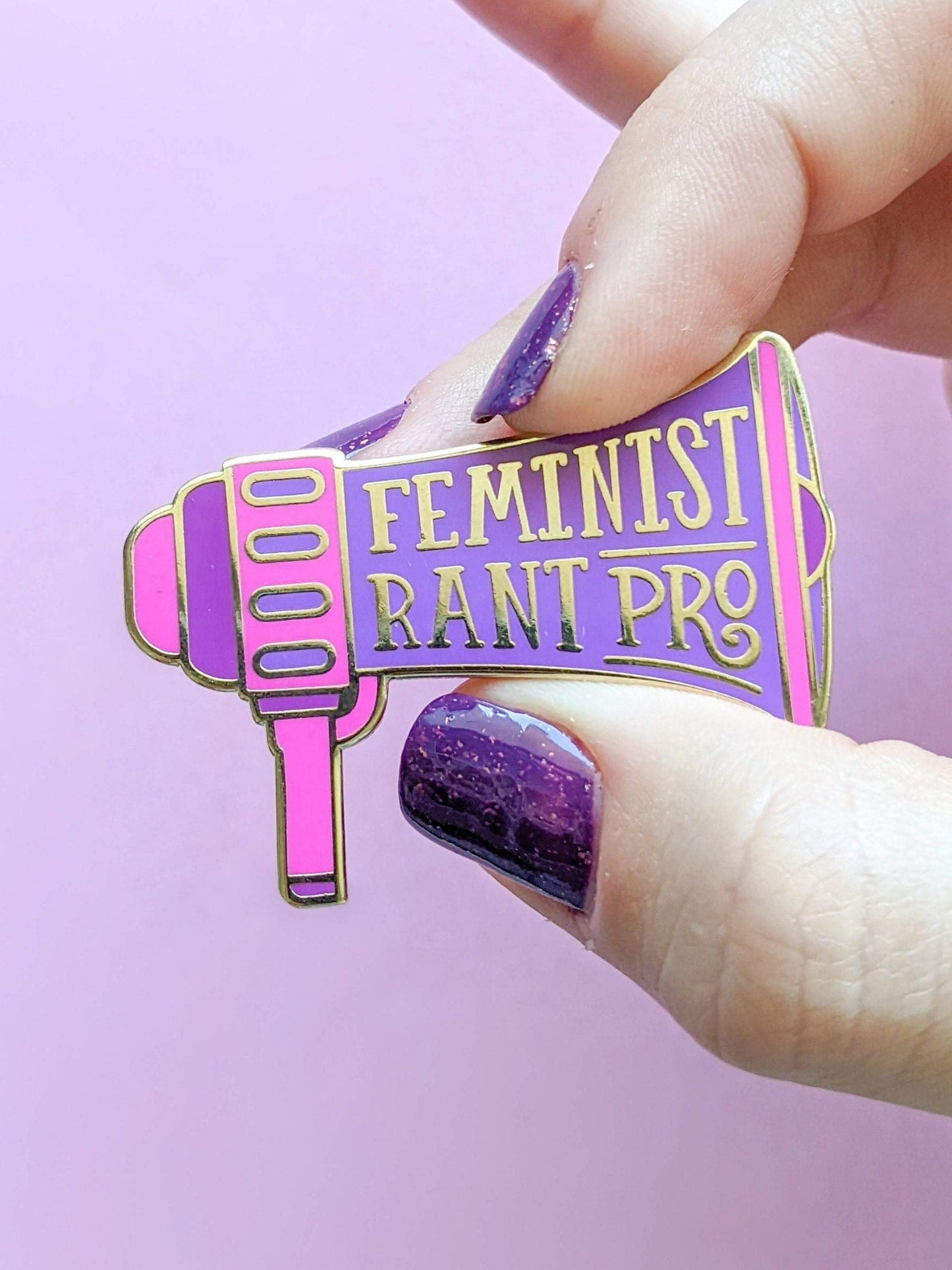 Feminist Rant Pro Pink Purple Megaphone Enamel Pin