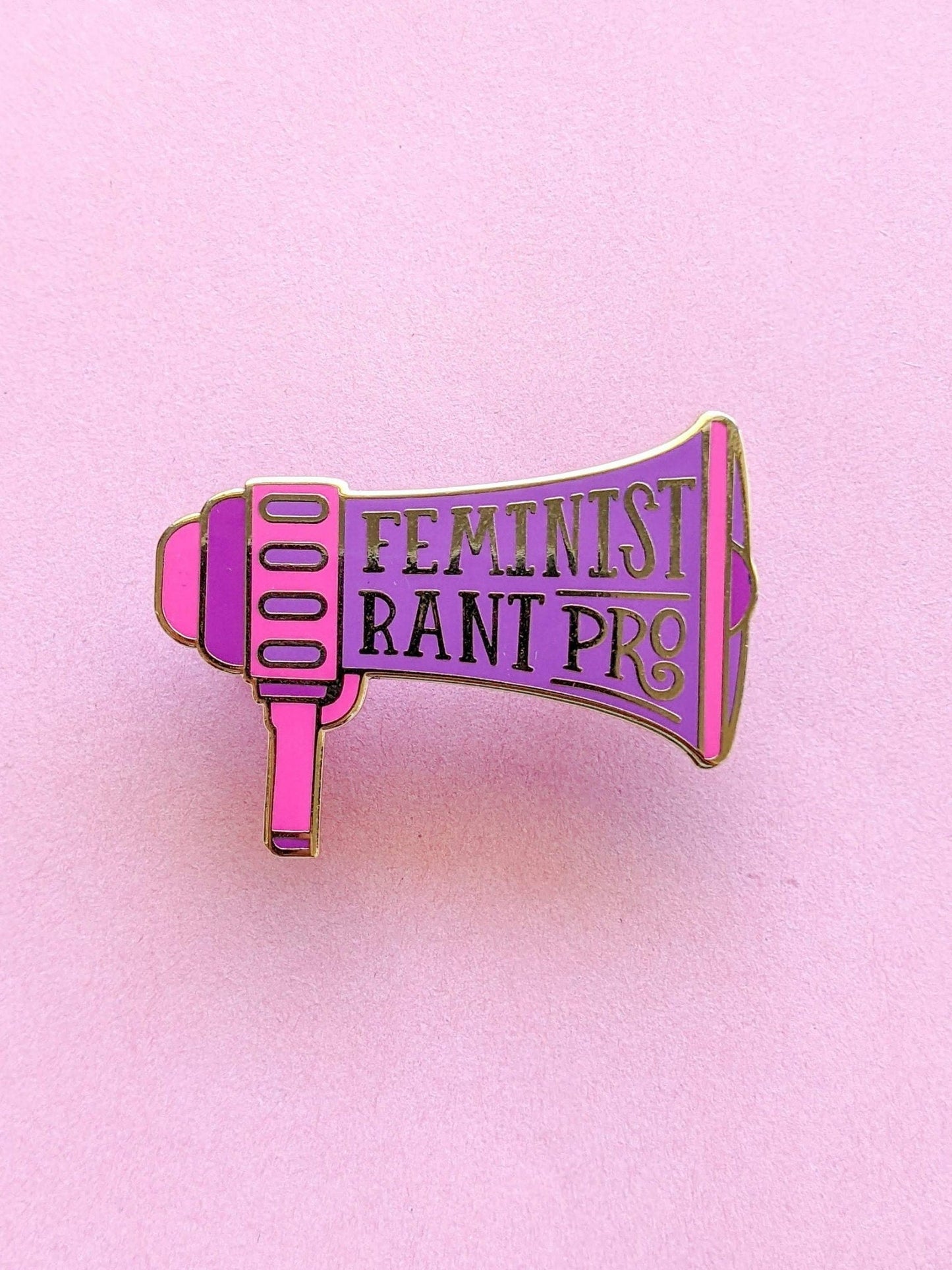 Feminist Rant Pro Pink Purple Megaphone Enamel Pin