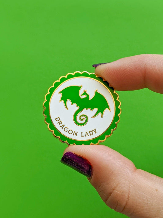 Dragon Lady Retro Bottlecap Enamel Pin