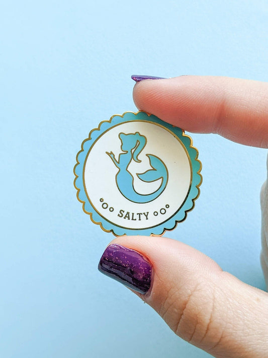 Salty Mermaid Retro Bottlecap Enamel Pin